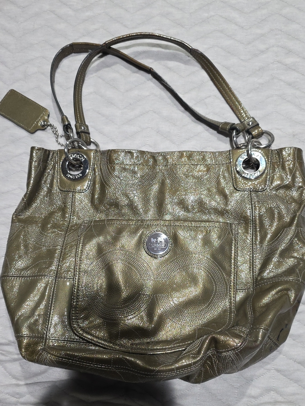 Coach Metallic Gold Leather Tote Bag